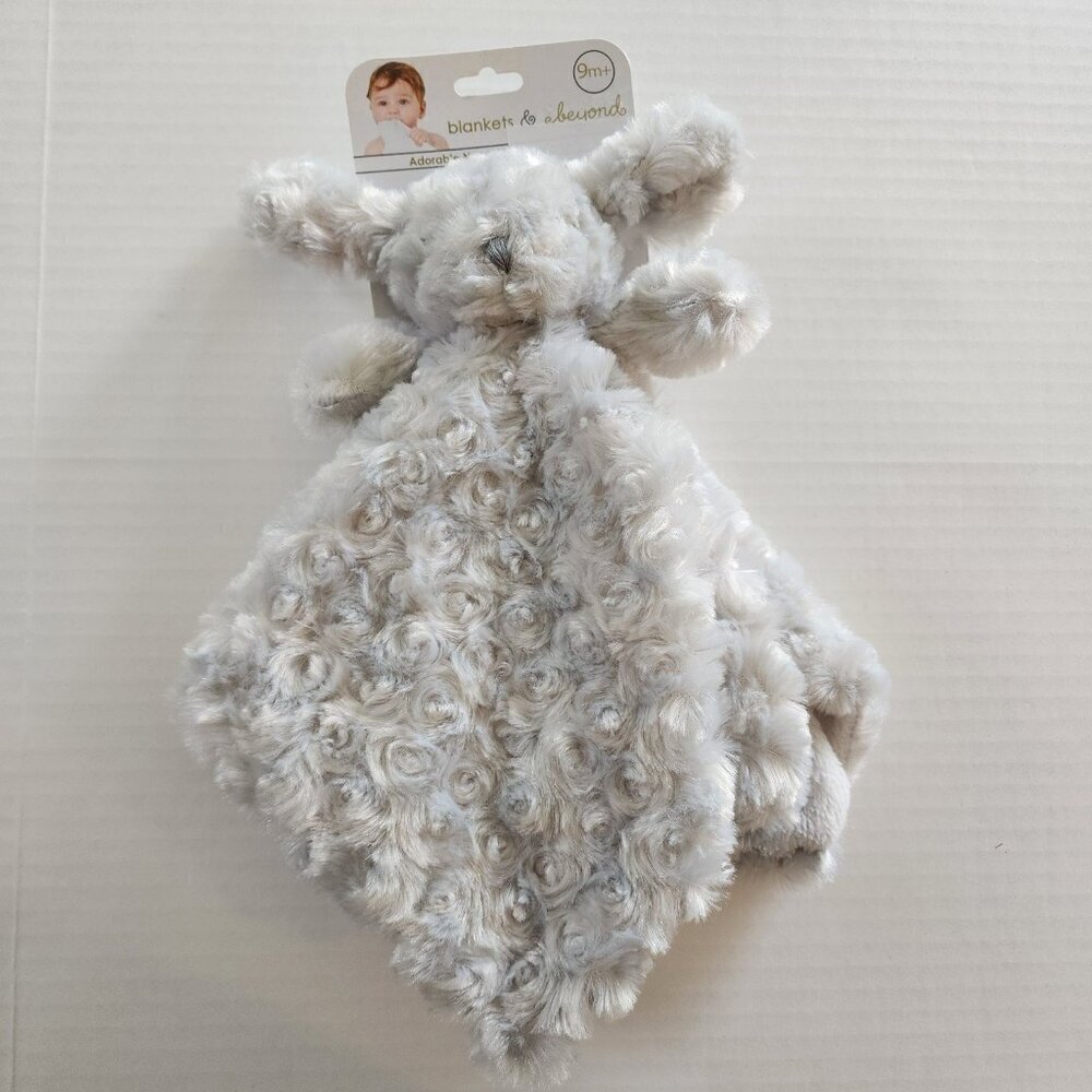 Blankets and beyond gray bunny or puppy lovey plush toy nunu